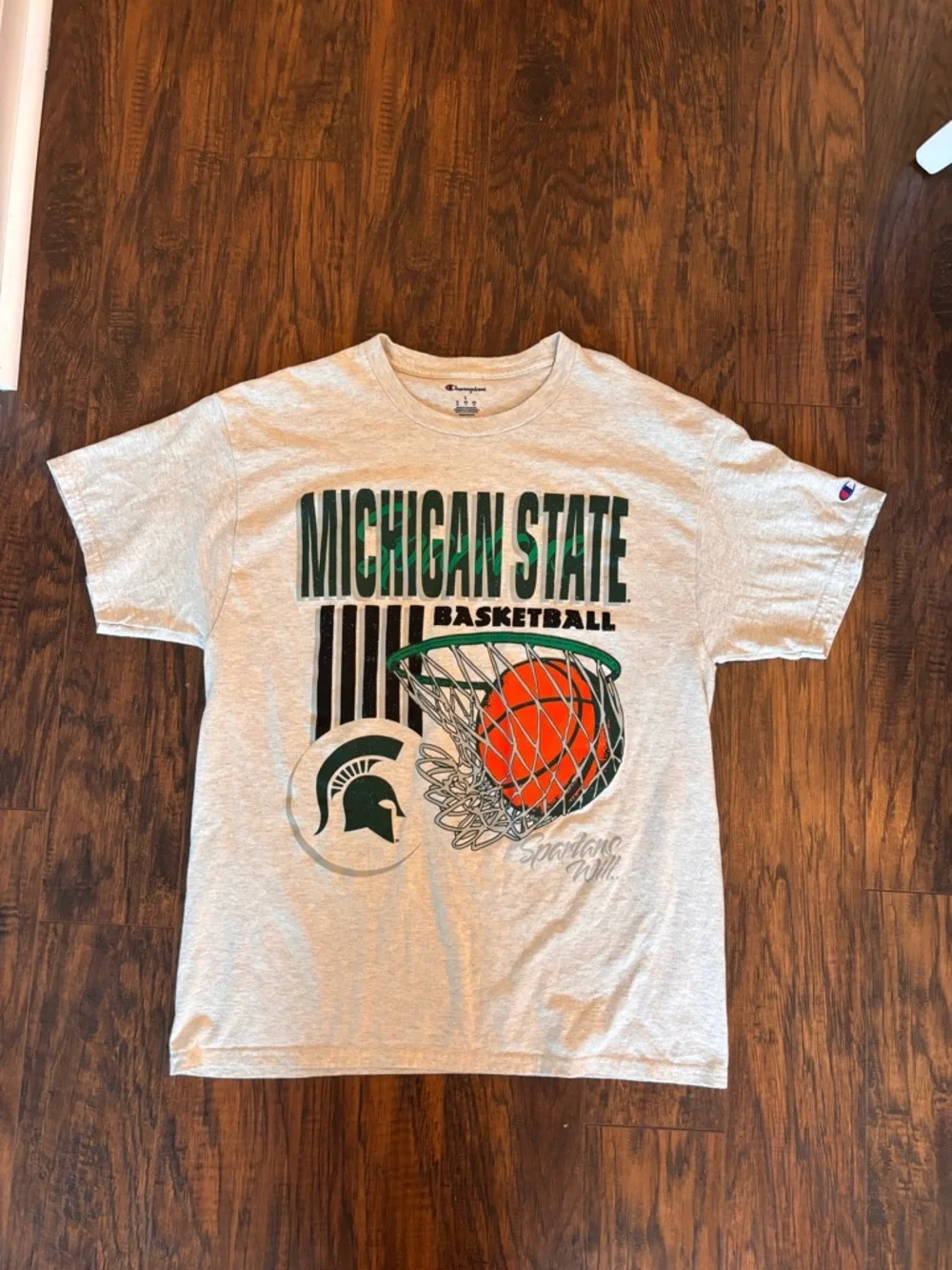 Champion Michigan State Spartans Basketball T-Shirt Men’s L Gray Retro Graphic - Picture 1 of 8